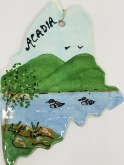 Acadia With Loons On Maine State Ceramic Ornament