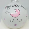 Baby Girl First Christmas Carriage Heartfelt Glass Ornament