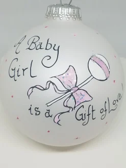 Baby Girl Gift Of Love Painted Heartfelt Glass Ornament