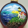 Bass Harbor Acadia Painted Glass Ornament