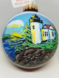 Bass Harbor Lighthouse Glass Ornament
