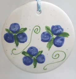 Blueberry Ceramic Flat Disc Ornament