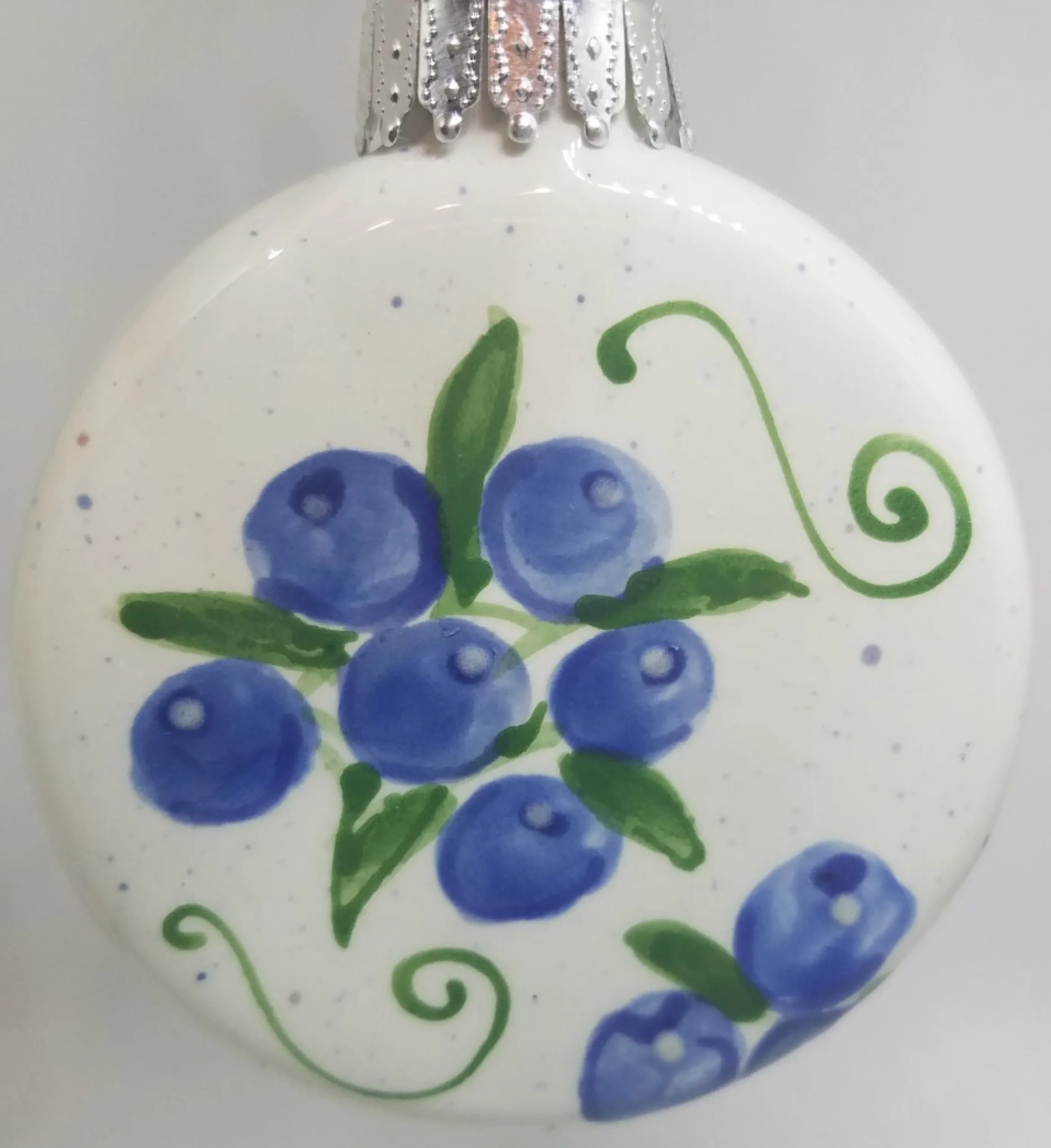 Blueberry Ceramic Flat Round Ornament