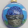 Blueberry Pail Hand Painted Glass Ornament