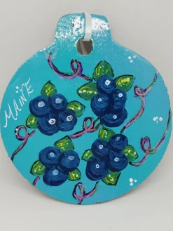 Blueberry Painted Wood Ornament