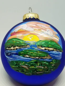 Cadillac Mountain Acadia Painted Glass Ornament