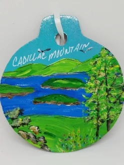 Cadillac Mountain Acadia Painted Wood Ornament