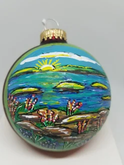 Cadillac Mountain View Glass Ornament