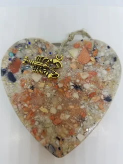 Clam Shell With Lobster And Mussel Shell Accents Heart Ornament