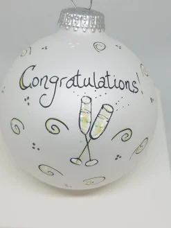 Congratulations Champagne Flutes Gold Painted Heartfelt Glass Ornament