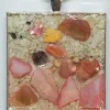 Crushed Clam And Pink Abalone Shell With Lobster Shell Accent Jewelry Pendant