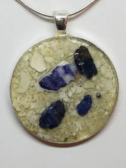 Crushed Clam Shell With Mussel Accents Jewelry Pendant