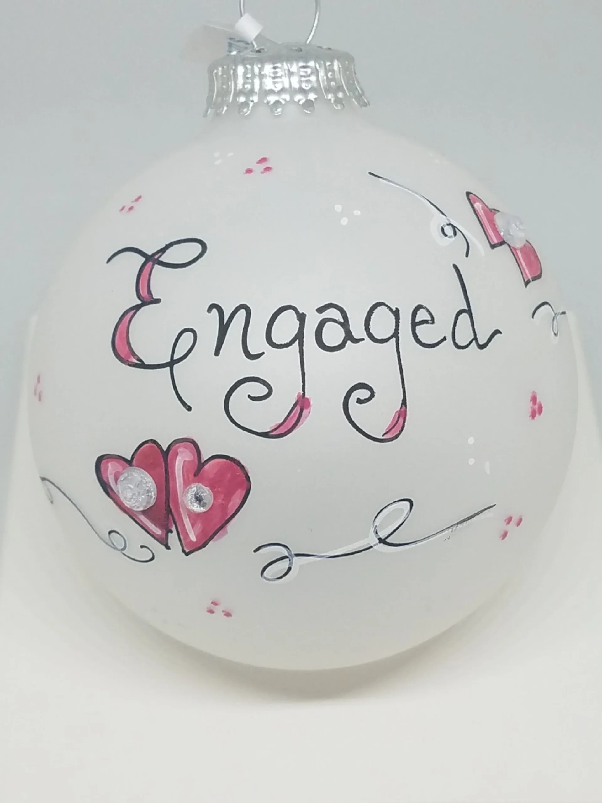 Engaged Hearts Engagement Painted Heartfelt Glass Ornament