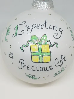 Expecting Precious Gift Baby Painted Heartfelt Glass Ornament
