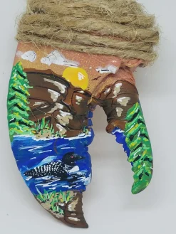 Forest Lake Scene With Loon In Water Lobster Claw Ornament