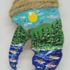 Forest Mountain Scene With Boats In Water Lobster Claw Ornament