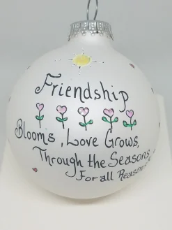 Friendship Grows Painted Heartfelt Glass Ornament