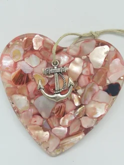 Heart With Crushed Abalone Shell Ornament