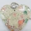 Heart With Crushed Clam And Pink Abalone Shell And Blue Sea Glass Ornament