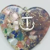 Heart With Crushed Clam And Abalone Shell And Blue And Green Sea Glass Ornament