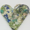Heart With Crushed Clam Shell And Blue And Green Sea Glass Ornament