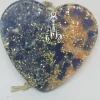 Heart With Crushed Mussel And Lobster Shell And Blue Sea Glass Ornament