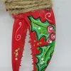 Holly On Red Painted Lobster Claw Ornament
