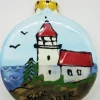 Lighthouse On Ceramic Round Ornament