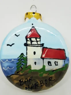Lighthouse On Ceramic Round Ornament