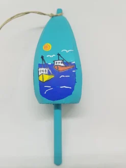 Lobster Boats On Blue Buoy Ornament