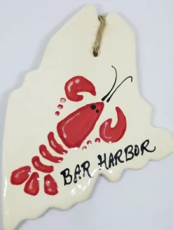 Lobster On Maine State Ceramic Ornament