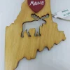 Moose Maine State Wood Ornament