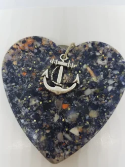 Mussel Shell Crushed With Lobster Shell Accents Heart Ornament