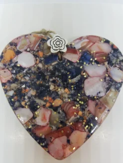 Mussel Shell With Red Shell Accent Heart Ornament