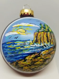 Otter Cliffs Acadia Painted Glass Ornament