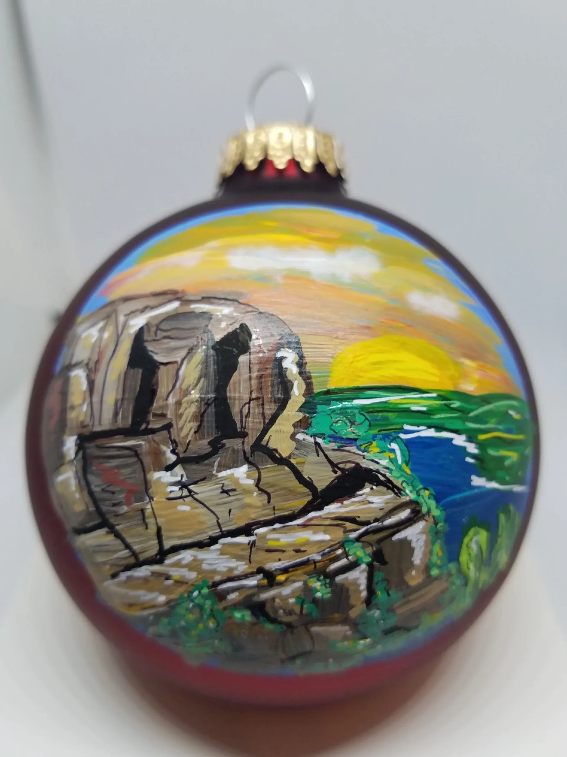Precipice Beehive Acadia Painted Glass Ornament