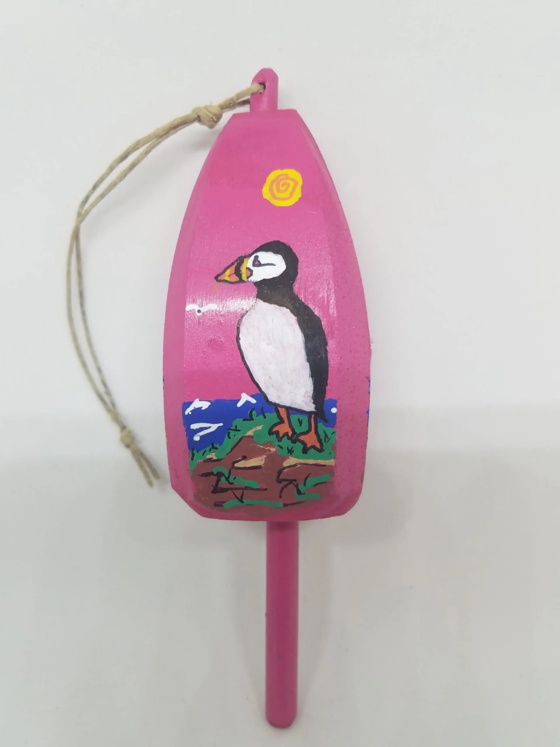 Puffin On Pink Buoy Ornament