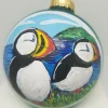 Puffins Painted Glass Ornament