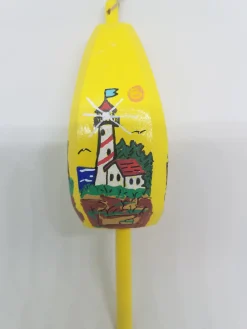 Red Striped Lighthouse On Yellow Buoy Ornament