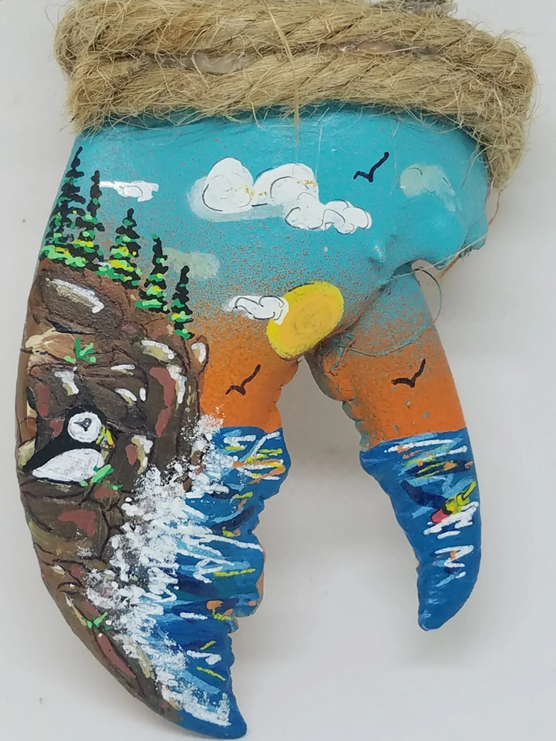 Rocky Coast With Puffin Lobster Claw Ornament