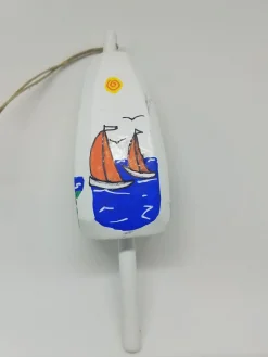 Sailboats On White Buoy Ornament