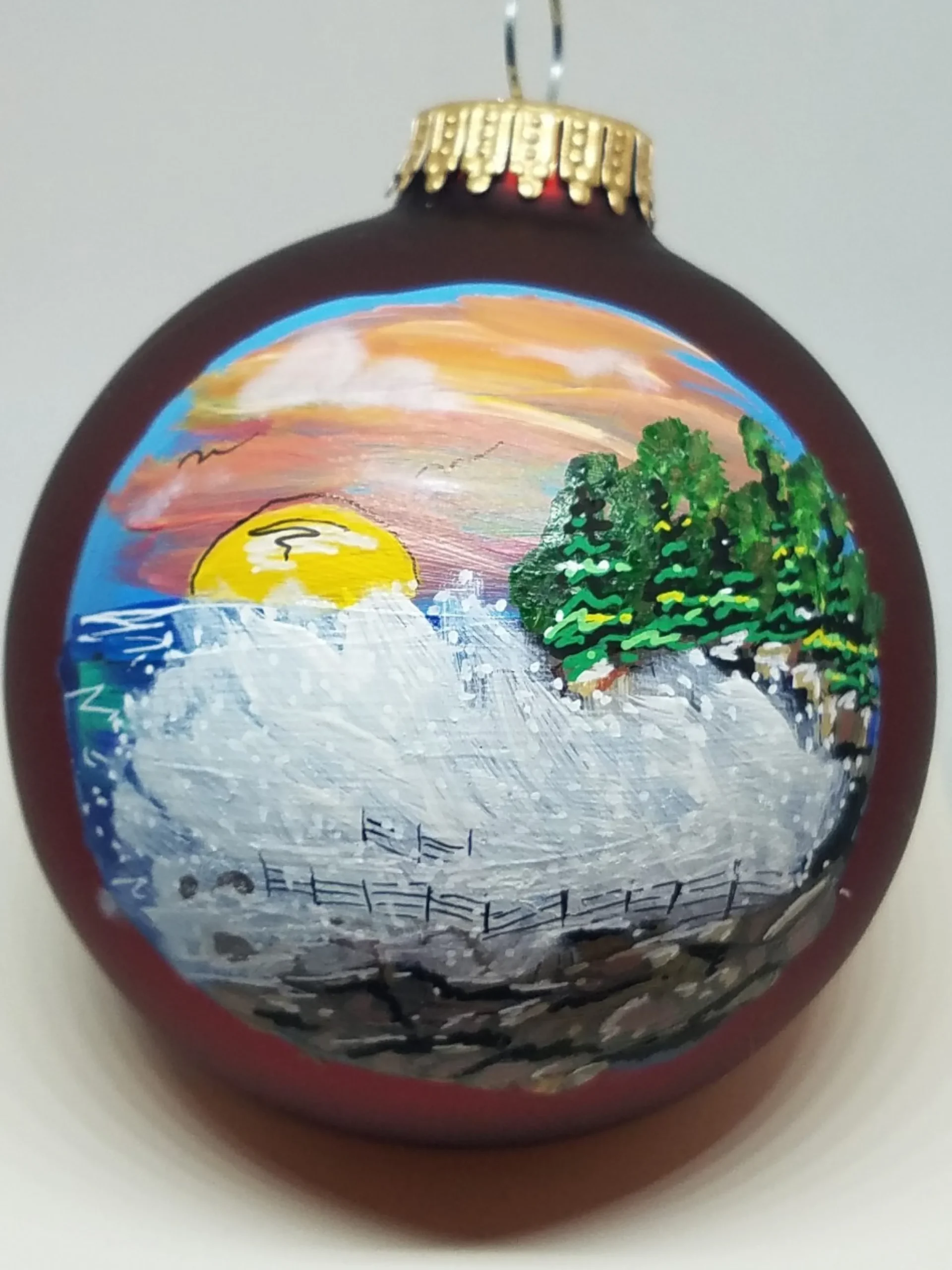 Thunder Hole Acadia Painted Glass Ornament