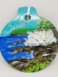 Thunderhole Acadia Painted Wood Ornament
