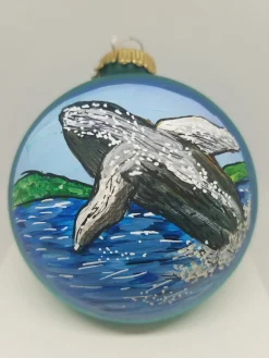 Whale Painted Glass Ornament